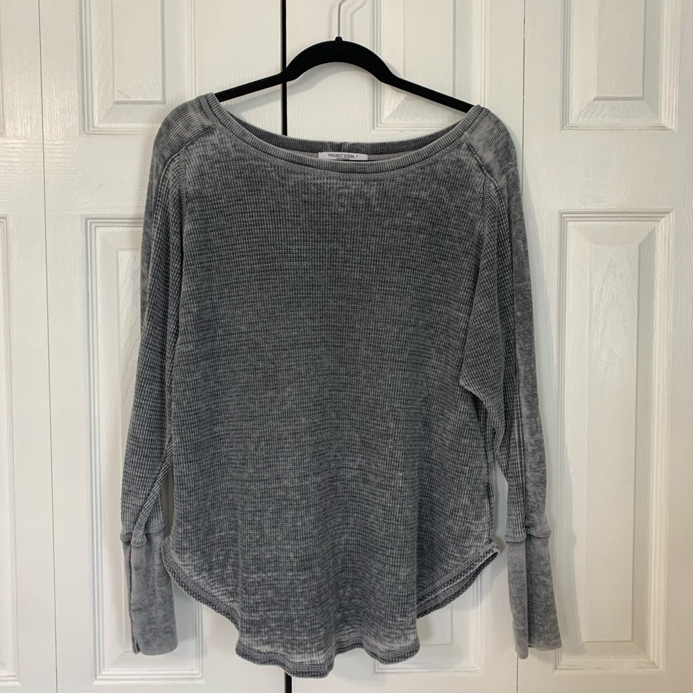 Distressed Waffle Knit Top